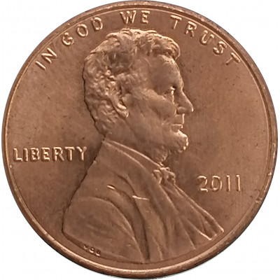 1 цент 2011 США без знака монетного двора UNC 1 цент 2011 США без знака монетного двора UNC