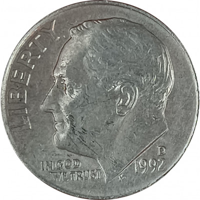 1 дайм 1992 США D из оборота 1 дайм 1992 США D из оборота