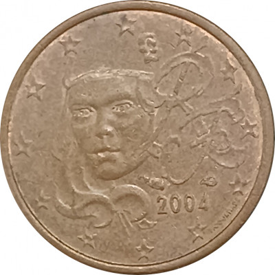 1 евроцент 2004 Франция из оборота