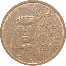 2 евроцента 1999 Франция из оборота
