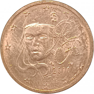 2 евроцента 2010 Франция из оборота