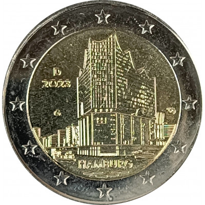 2 евро 2023 Германия G Эльбская филармония UNC 2 евро 2023 Германия G Эльбская филармония UNC