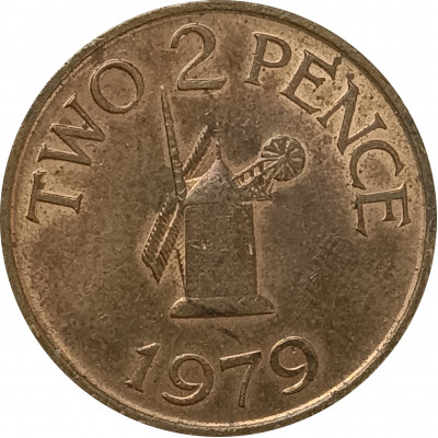 2 пенса 1979 Гернси из оборота