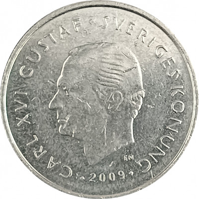 1 крона 2009 Швеция 200 лет разделению Финляндии и Швеции из оборота