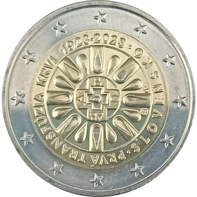 2 евро 2023 Словакия 100 лет Первому переливанию крови UNC