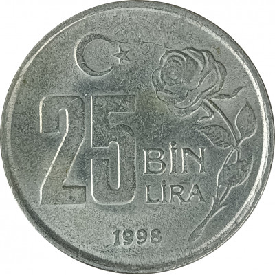25000 лир 1998 Турция из оборота