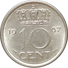 10 центов 1967 Нидерланды из оборота