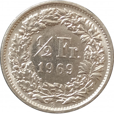 1/2 франка 1969 Швейцария B из оборота 1/2 франка 1969 Швейцария B из оборота