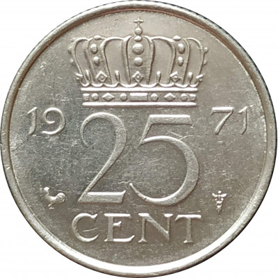 25 центов 1971 Нидерланды из оборота 25 центов 1971 Нидерланды из оборота