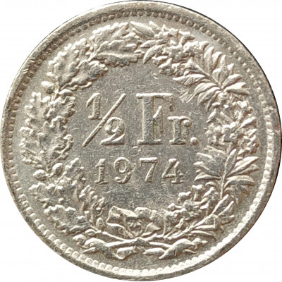 1/2 франка 1974 Швейцария из оборота 1/2 франка 1974 Швейцария из оборота