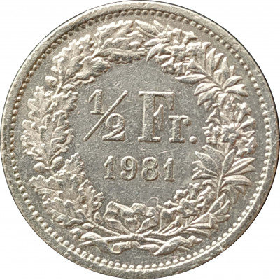 1/2 франка 1981 Швейцария из оборота 1/2 франка 1981 Швейцария из оборота