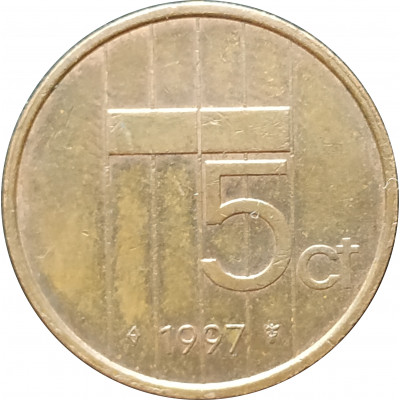5 центов 1997 Нидерланды из оборота