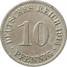 10 пфеннигов 1914 Германия A из оборота