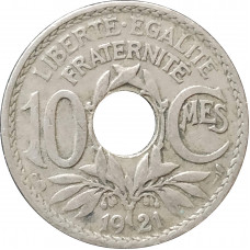 10 сантимов 1921 Франция из оборота