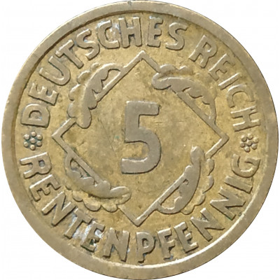 5 рейхспфеннигов 1924 Германия A из оборота