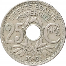 25 сантимов 1931 Франция из оборота