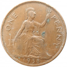 1 пенни 1938 Великобритания из оборота