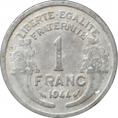 1 франк 1944 Франция Четвертая Республика (1944-1959) из оборота 1 франк 1944 Франция Четвертая Республика (1944-1959) из оборота