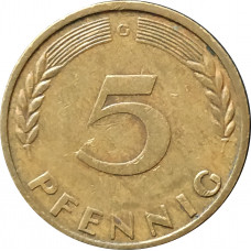 5 пфеннигов 1950 Германия G из оборота