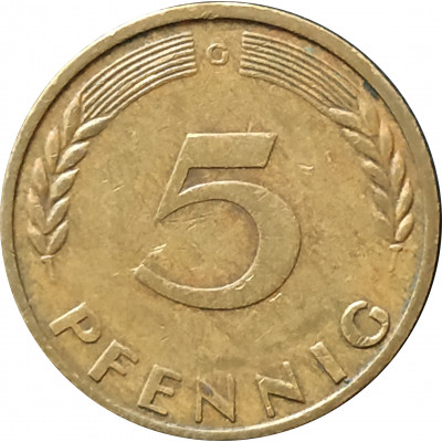 5 пфеннигов 1950 Германия G из оборота 5 пфеннигов 1950 Германия G из оборота