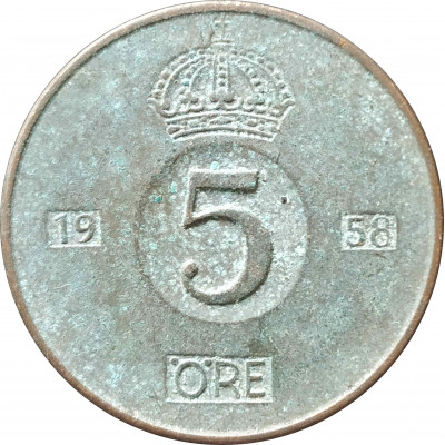 5 эре 1958 Швеция из оборота 5 эре 1958 Швеция из оборота