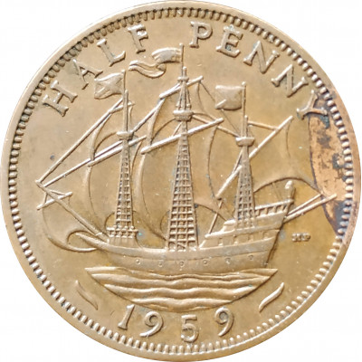1\2 пенни 1959 Великобритания из оборота 1\2 пенни 1959 Великобритания из оборота
