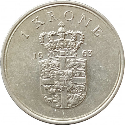 1 крона 1963 Дания из оборота