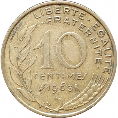10 сантимов 1963 Франция из оборота 10 сантимов 1963 Франция из оборота