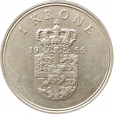 1 крона 1966 Дания из оборота