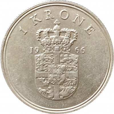1 крона 1966 Дания из оборота