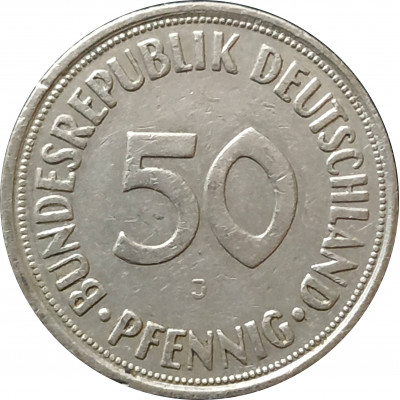50 пфеннигов 1966 Германия J из оборота 50 пфеннигов 1966 Германия J из оборота