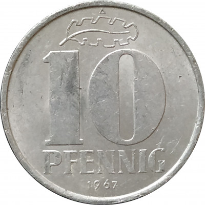 10 пфеннигов 1967 Германия A из оборота