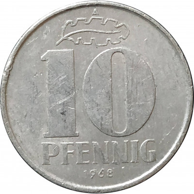 10 пфеннигов 1968 Германия A из оборота 10 пфеннигов 1968 Германия A из оборота