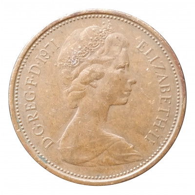 2 новых пенса 1971 Великобритания из оборота