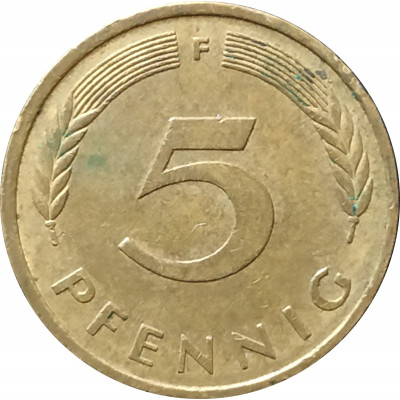5 пфеннигов 1976 Германия F из оборота 5 пфеннигов 1976 Германия F из оборота