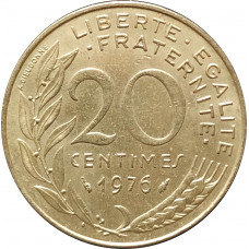 20 сантимов 1976 Франция из оборота