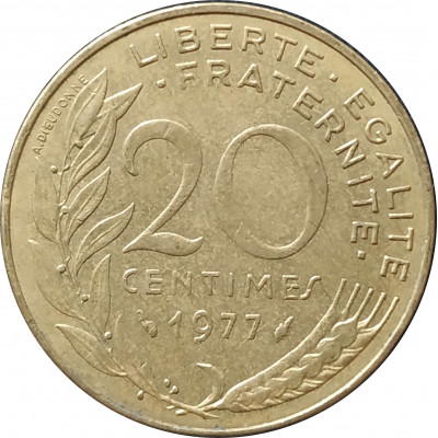 20 сантимов 1977 Франция из оборота