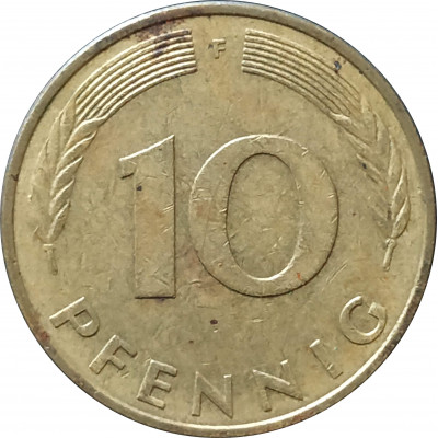 10 пфеннигов 1979 Германия F из оборота 10 пфеннигов 1979 Германия F из оборота