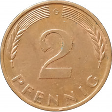 2 пфеннига 1982 Германия G из оборота