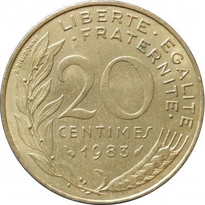 20 сантимов 1983 Франция из оборота