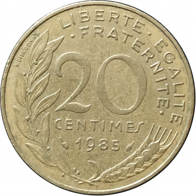 20 сантимов 1985 Франция из оборота