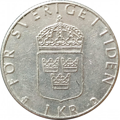 1 крона 1987 Швеция из оборота