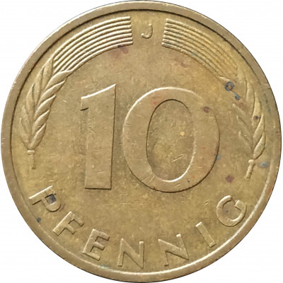 10 пфеннигов 1987 Германия J из оборота