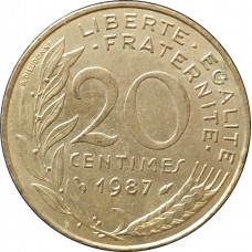 20 сантимов 1987 Франция из оборота