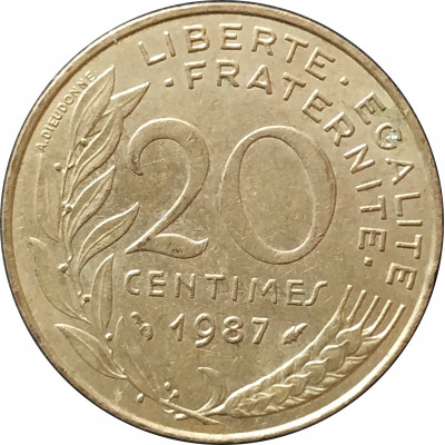 20 сантимов 1987 Франция из оборота