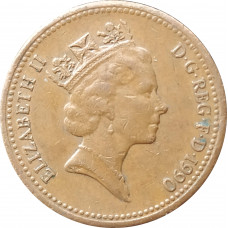 1 пенни 1990 Великобритания из оборота