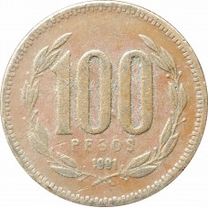 100 песо 1991 Чили из оборота