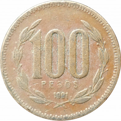 100 песо 1991 Чили из оборота