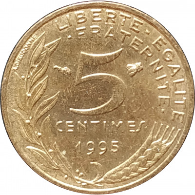 5 сантимов 1995 Франция из оборота