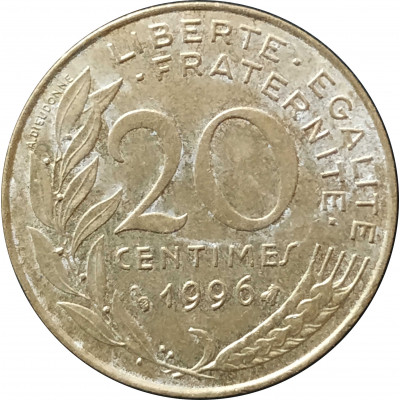 20 сантимов 1996 Франция из оборота
